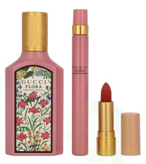 Gucci Flora Gorgeous Gardenia 50ml EDP + 10ml EDP Mini + Lippenstift für Damen Geschenkset