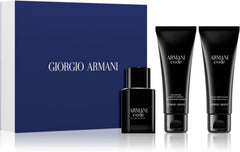 Coffret Cadeau Giorgio Armani Code pour Homme : Eau de Toilette Vaporisateur 50ml + Lait Après-Rasage 75ml + Gel Douche 75ml
