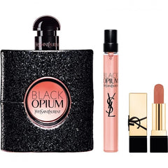 YSL Black Opium 90ml EDP für Damen Geschenkset + 10ml Mini + Mini Lippenstift