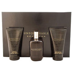 Set de regalo Sean John Unforgivable para hombre (125 ml de EDT, 100 ml de gel de ducha y 100 ml de loción para después del afeitado)
