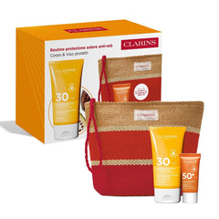 Rutina de protección solar antiedad Clarins: crema solar corporal FPS 30 (150 ml) + crema solar facial FPS 50+ (30 ml)