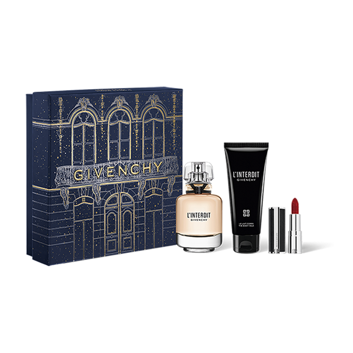 Givenchy L'Interdit 50ml EDP + 75ml Body Milk + Lipstick for Women GIFT SET