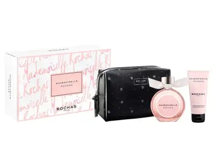 Rochas Mademoiselle 90ml EDP + 100ml Körperlotion + Kosmetiktasche für Damen Geschenkset