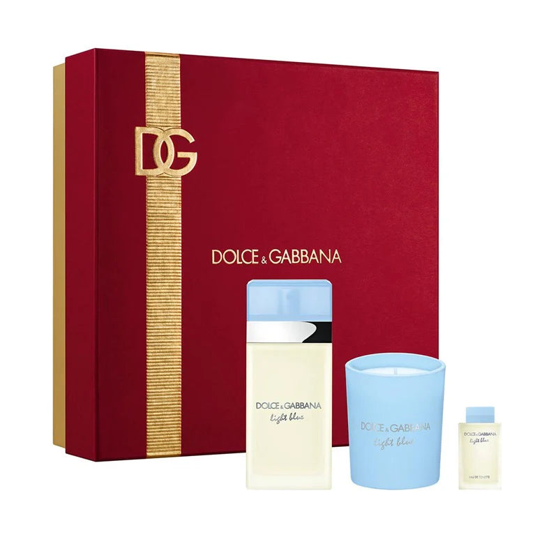 Dolce & Gabbana Light Blue 50ml EDT + Kerze + 4,5ml EDT Mini für Damen Geschenkset