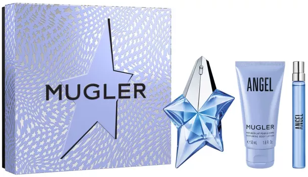 Coffret Thierry Mugler Angel : Eau de Parfum Ressourçable 25ml + Lait Corps 50ml + Vaporisateur Eau de Parfum 10ml