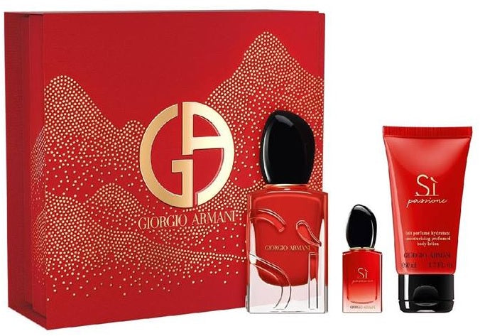 Giorgio Armani Si Passione 50ml EDP + 7ml EDP + 50ml Body Lotion für Damen Geschenkset