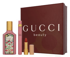 Gucci Flora Gorgeous Gardenia 50ml EDP + 10ml EDP Mini + Lippenstift für Damen Geschenkset