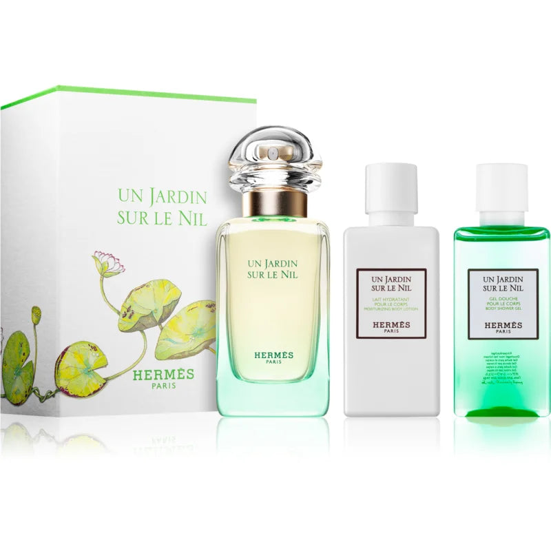 HERMÈS Un Jardin Sur Le Nil 50ml EDT + 40ml Bodylotion + 40ml Duschgel Unisex Geschenkset  