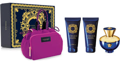 Coffret Cadeau Versace Dylan Blue Eau de Parfum 100ml + Gel Douche 100ml + Lait Corps 100ml + Trousse