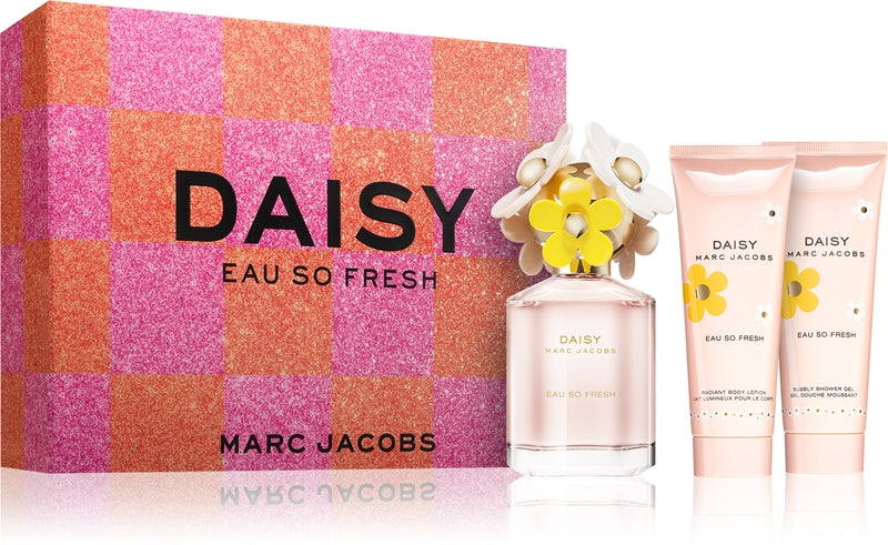 Marc Jacobs Daisy Eau So Fresh 75ml EDT + 75ml Lozione Corpo + 75ml Gel Doccia per Donna SET REGALO