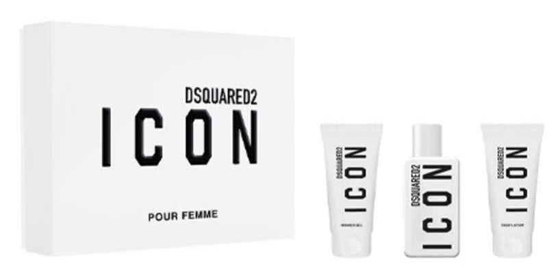 Dsquared2 Icon Pour Femme Coffret Cadeau 50ml EDP + 50ml Gel Douche + 50ml Lait Corps pour Femme