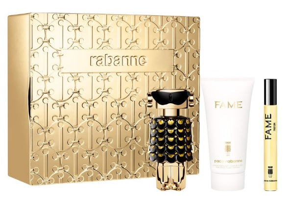 Paco Rabanne Fame 50ml Parfum + 75ml Lozione Corpo + 10ml Parfum per Donna Set Regalo