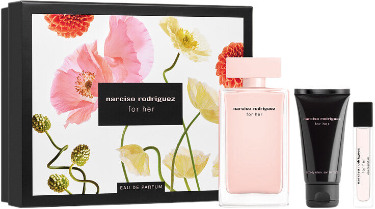 Narciso Rodriguez For Her Geschenkset 100ml EDP + 50ml Körperlotion + Mini