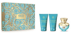 Coffret Cadeau Versace Dylan Turquoise Eau de Toilette 50ml + Gel Douche 50ml + Gel Bain 50ml pour Femme