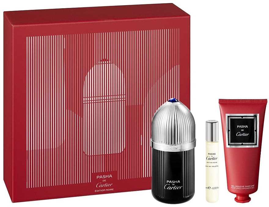 Cartier Pasha Edition Noire Eau de Toilette 100 ml + Mini Eau de Toilette 10 ml + Gel Douche 100 ml COFFRET CADEAU Pour Homme