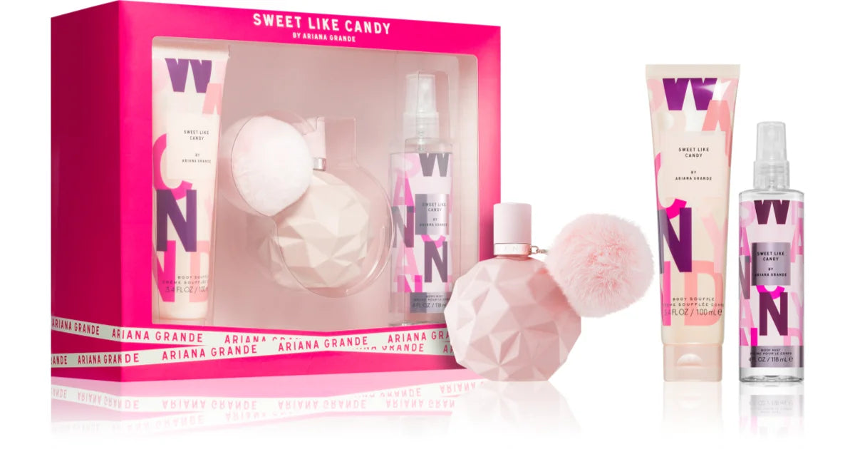 Coffret Cadeau Ariana Grande Sweet Like Candy Eau de Parfum 100ml + Soufflé Corps 100ml + Brume Corps 118ml pour Femme