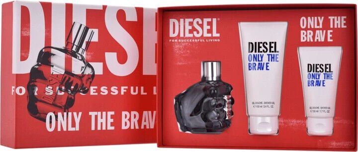 Diesel Only The Brave 75ml EDT + 100ml Gel Doccia + 50ml Gel Doccia per Uomo Set Regalo