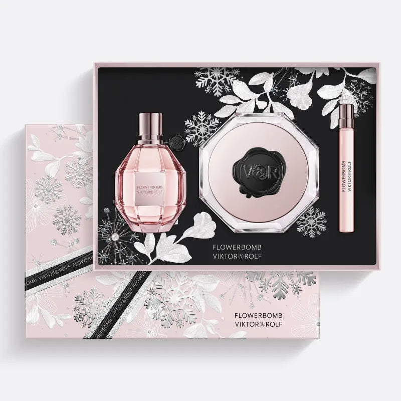 Viktor &amp; Rolf Flowerbomb 100 ml EDP + 10 ml EDP Mini + 200 ml Crema corporal para mujer Set de regalo