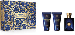 Coffret Cadeau Versace Dylan Blue Pour Homme 50 ml EDT + Baume Après-Rasage 50 ml + Gel Douche 50 ml pour Homme